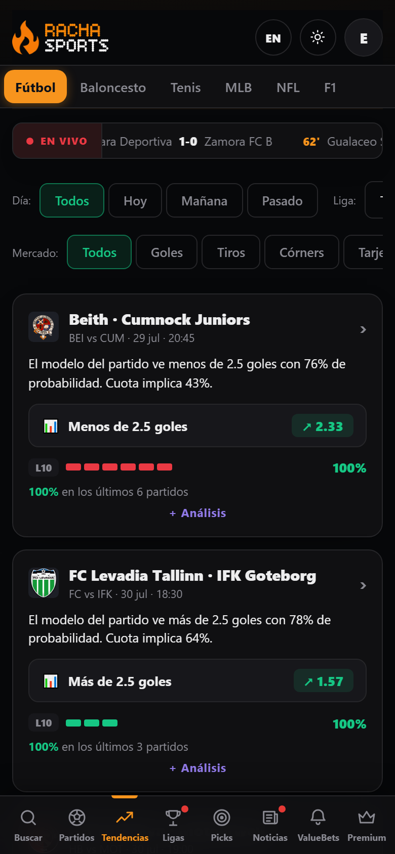 Tendencias — RACHA SPORTS